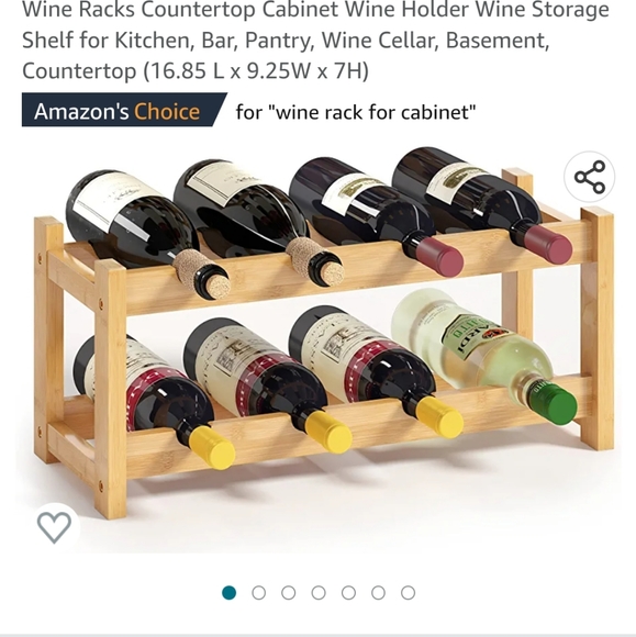 Natural wood wine rack , free standing 8 bottle 2 tier bamboo wine rack,… - Picture 2 of 2